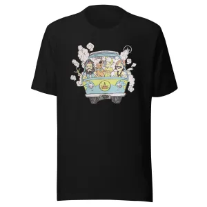 80's T-shirt Iconic Comic Duo Hot Boxing The Mystey Van Short Sleeve Crew Neck Top