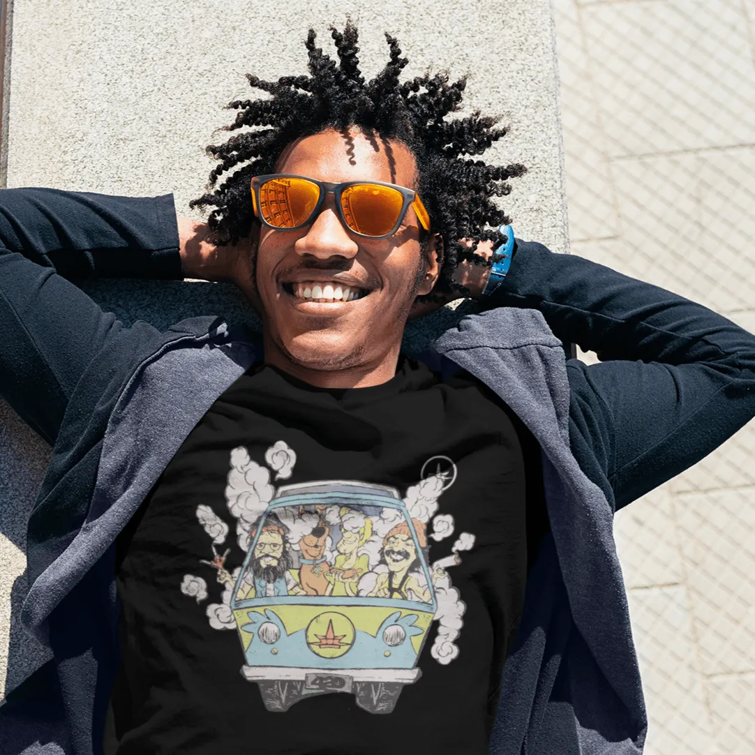 80's T-shirt Iconic Comic Duo Hot Boxing The Mystey Van Short Sleeve Crew Neck Top