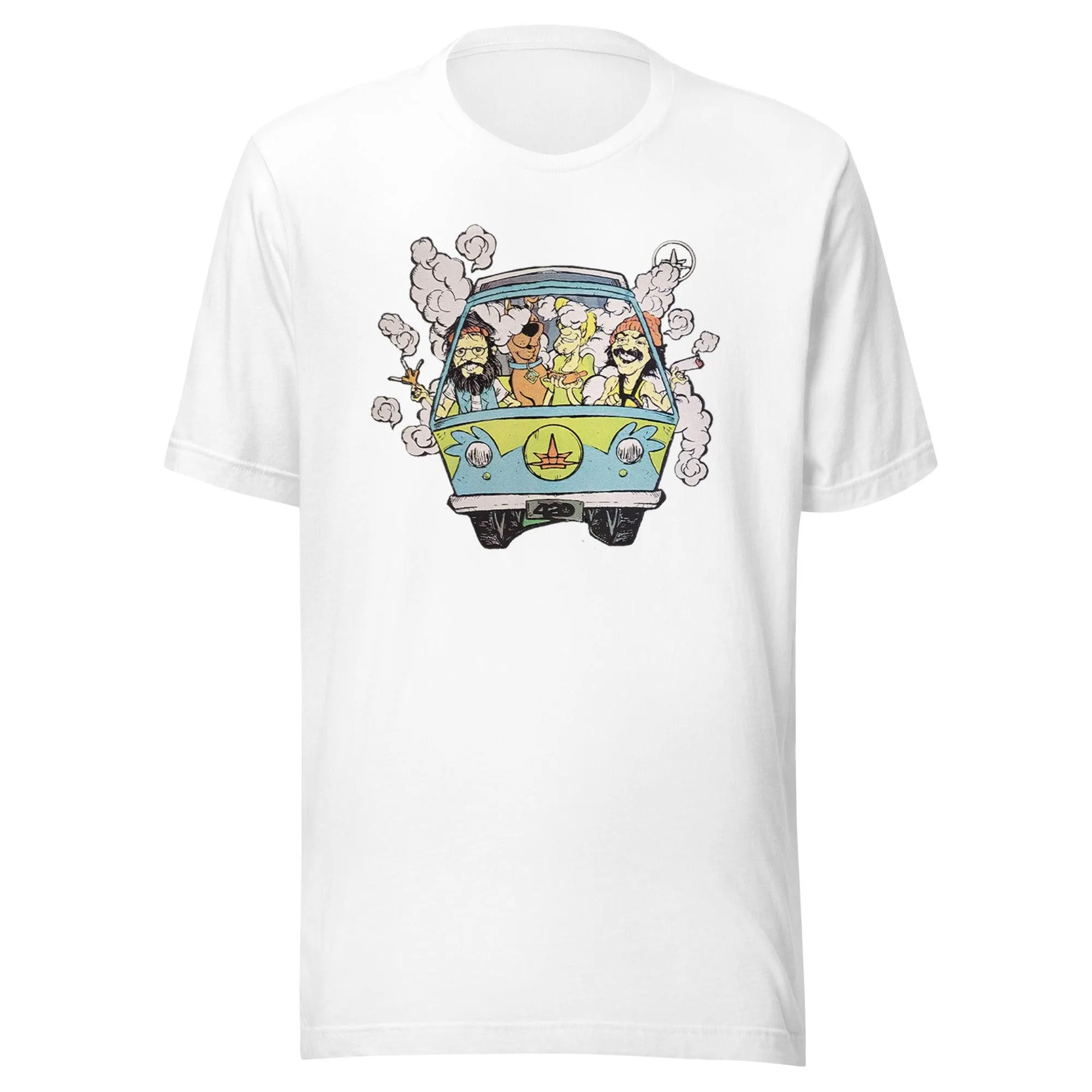 80's T-shirt Iconic Comic Duo Hot Boxing The Mystey Van Short Sleeve Crew Neck Top