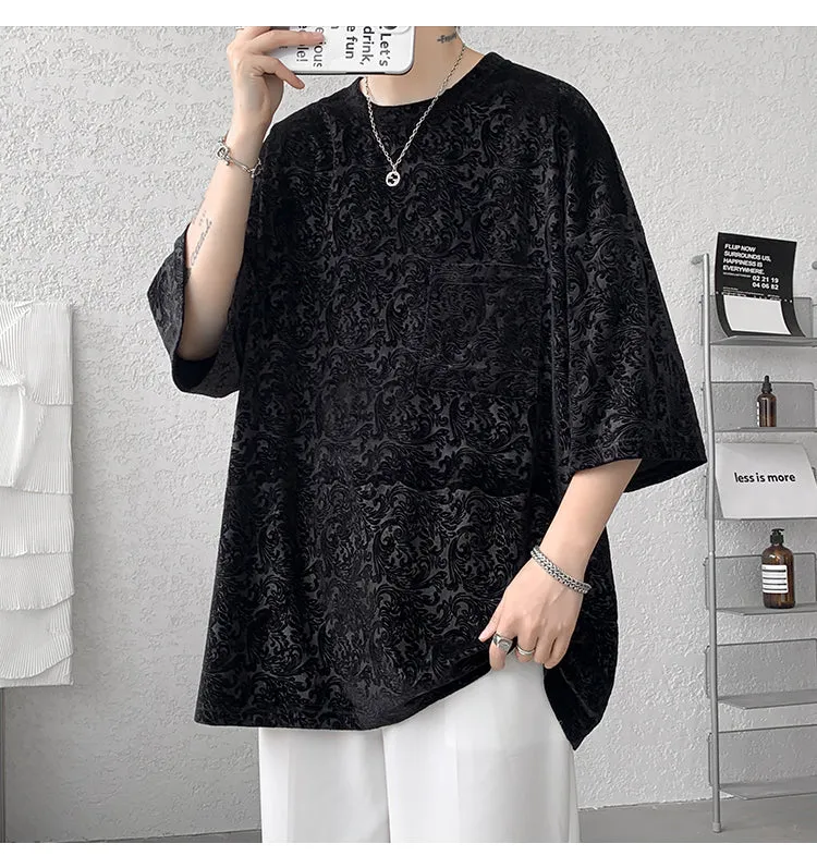 Aidase  Men Oversized Streetwear T Shirts Women  Jacquard Design Summer Mens Fashions Harajuku T-Shirt Male Vintage Tees Female