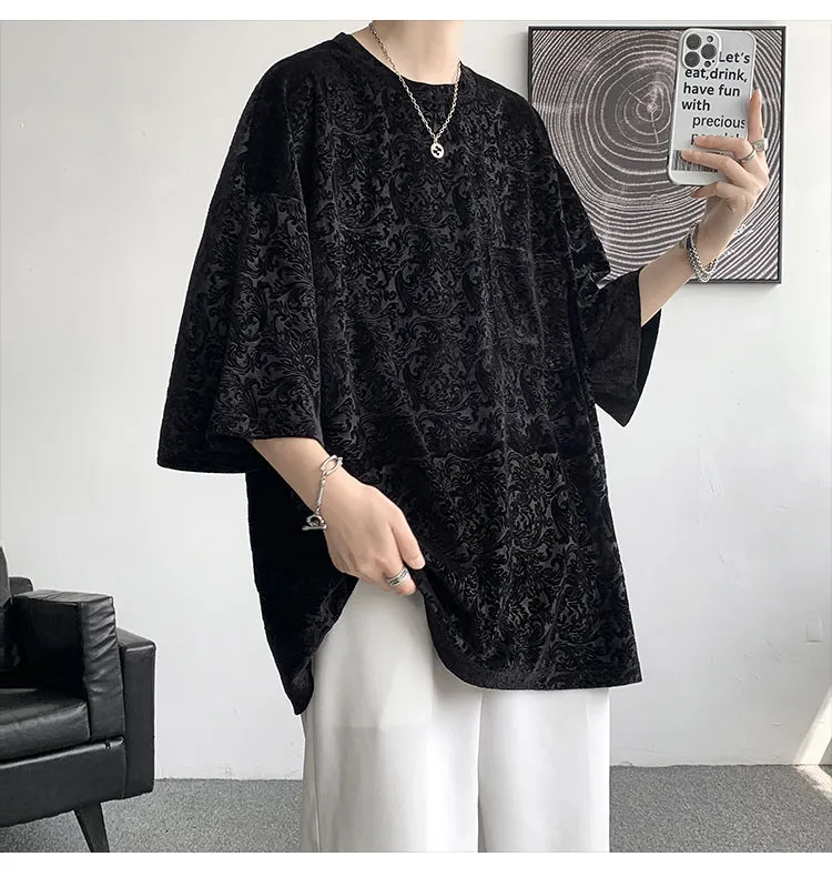 Aidase  Men Oversized Streetwear T Shirts Women  Jacquard Design Summer Mens Fashions Harajuku T-Shirt Male Vintage Tees Female
