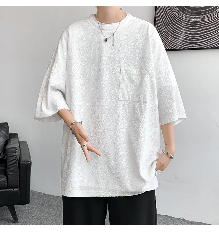 Aidase  Men Oversized Streetwear T Shirts Women  Jacquard Design Summer Mens Fashions Harajuku T-Shirt Male Vintage Tees Female