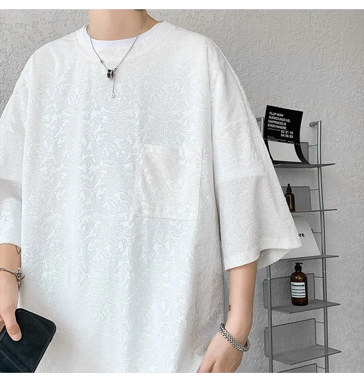 Aidase  Men Oversized Streetwear T Shirts Women  Jacquard Design Summer Mens Fashions Harajuku T-Shirt Male Vintage Tees Female