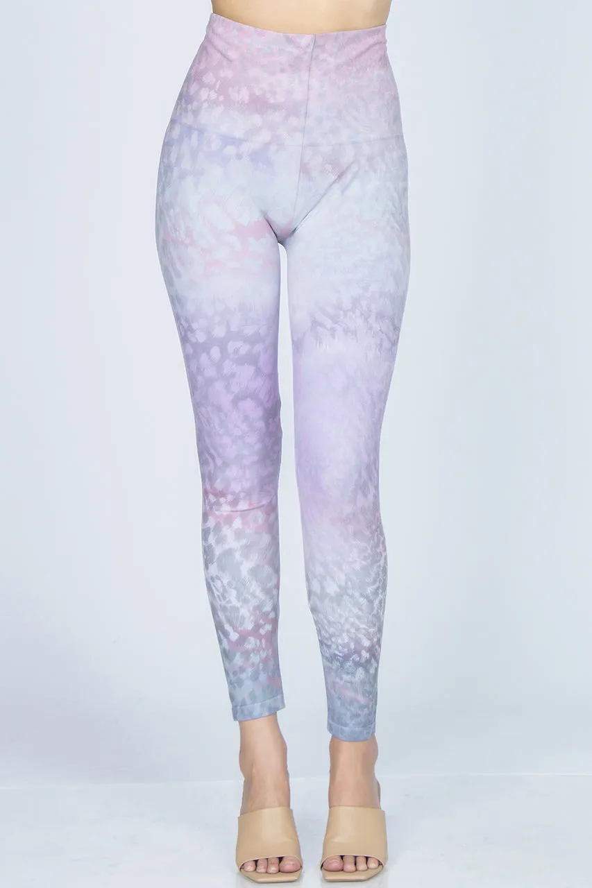 B4292DQ High Waist Full Length Legging Cheetah Overlay