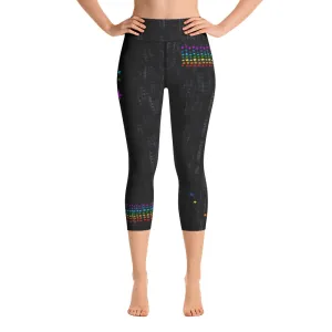 Black Chakra Stars High Waist Yoga Capri Leggings