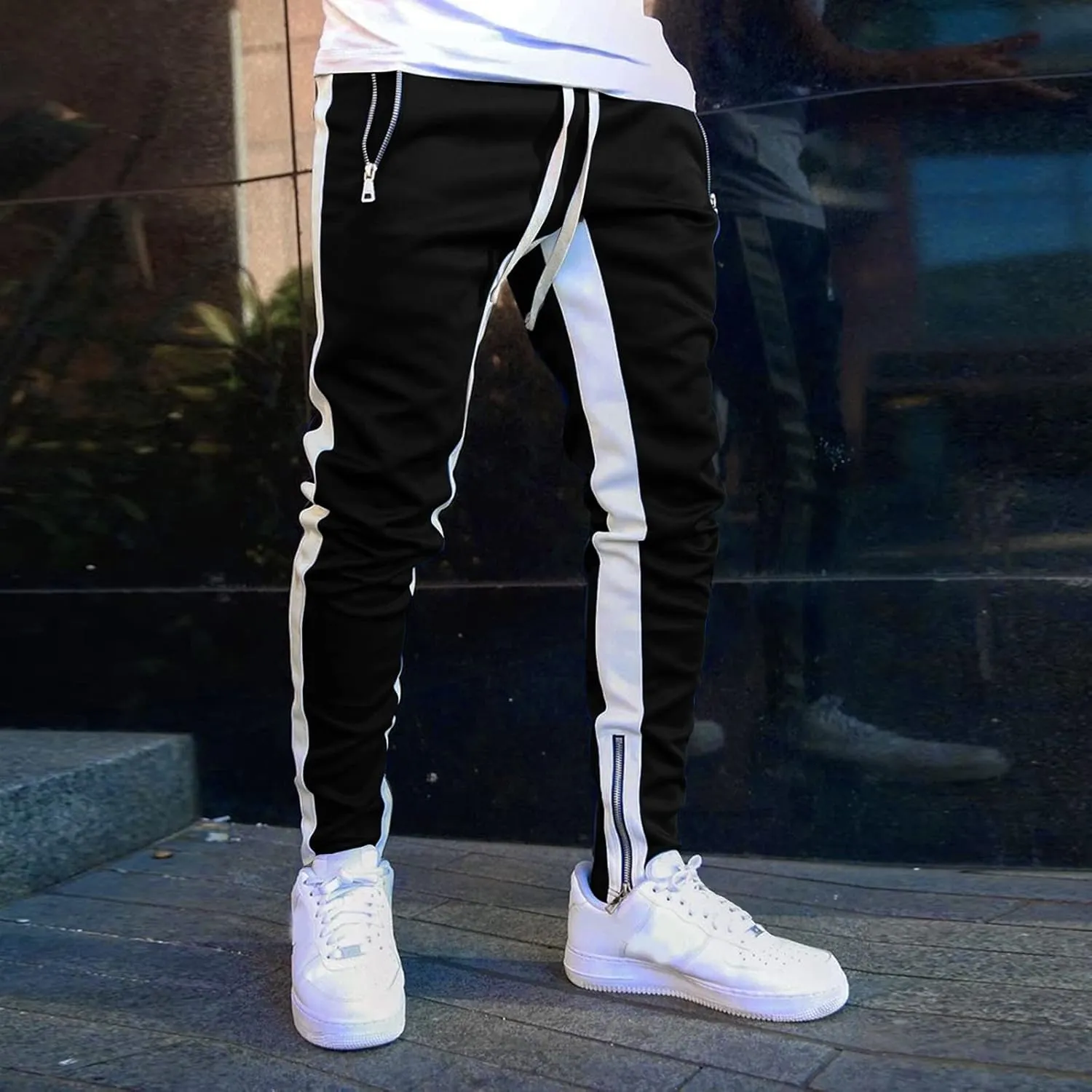 Cargo Pants for Men Relaxed Fit Drawstring Work Joggers with Pockets Mens Casual Pants Stretch Slim Fit Workout Pants