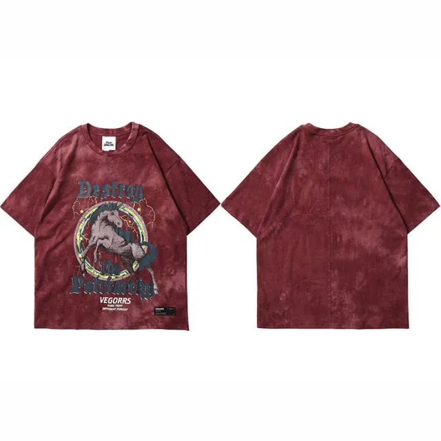 Destroy The Patriarchy Printed Oversized Tie Dye T-shirt