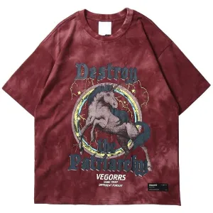 Destroy The Patriarchy Printed Oversized Tie Dye T-shirt