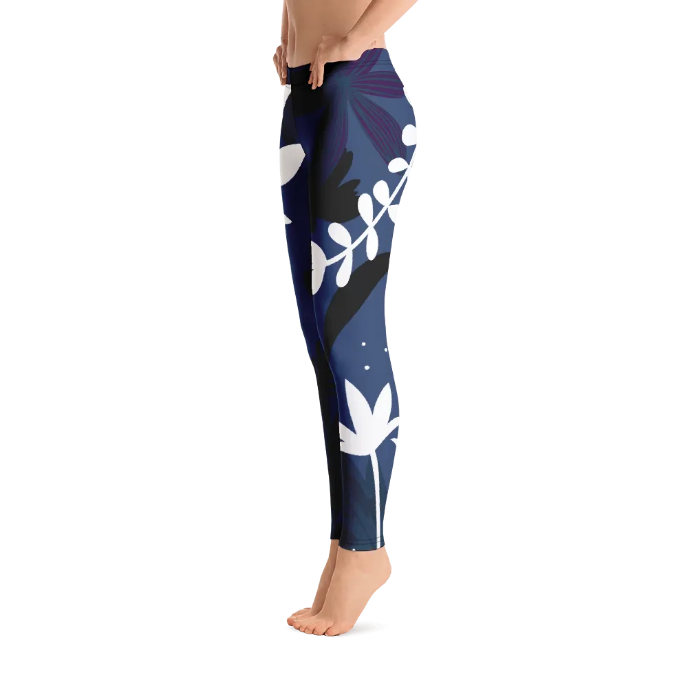 Floral Leggings Mid-Rise Night Garden