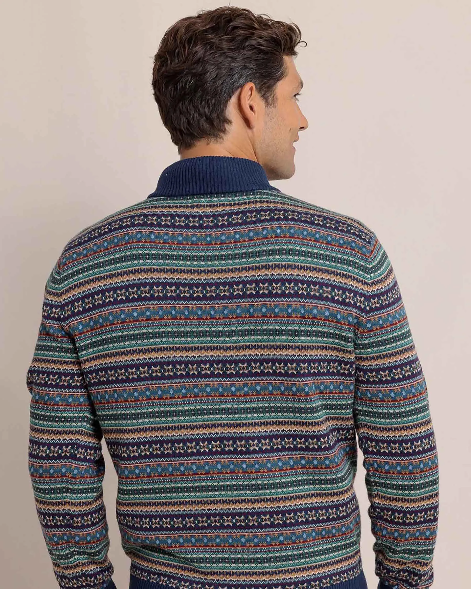 Heather Fair Isle Quarter Zip Sweater