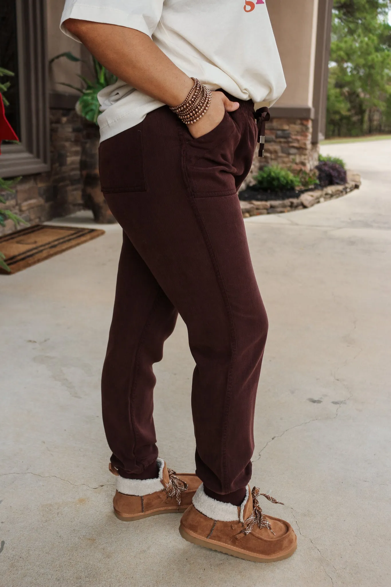 Jacey High Rise Coffee Brown Joggers