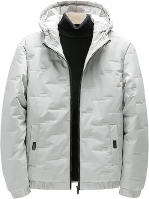JEShifangjiusu Men's Thicken Puffer Jacket Resistant Warm Winter Coat with Hood Casual Winter Down Down Coats Outwear Hoodie, Khaki, Medium