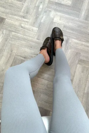 Katy Grey ribbed high waist leggings