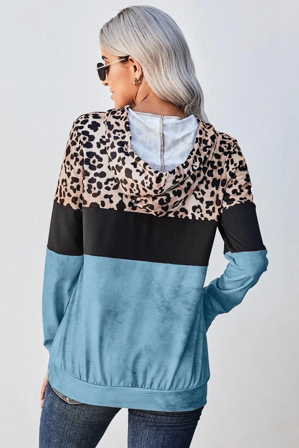 Leopard Tie Dye Colorblock Hoodie