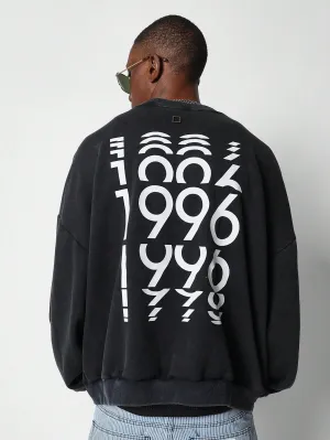 Loose Washed Sweatshirt With Embroidery And Graphic Print