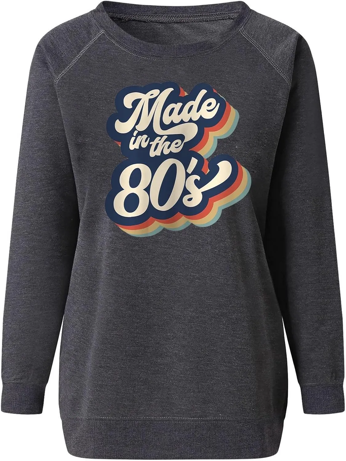Made In The 80's Womens Crewneck Letter Graphic Print Sweatshirts Tops Women's Long Sleeve Pullover To Wear with Leggings