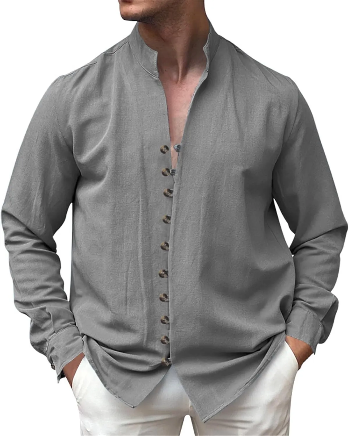 Mens Casual Long Sleeve Shirt Trendy Loose Button Down Bussiness Shirts Travel Vacation Beach Party Tee Tops Big&Tall
