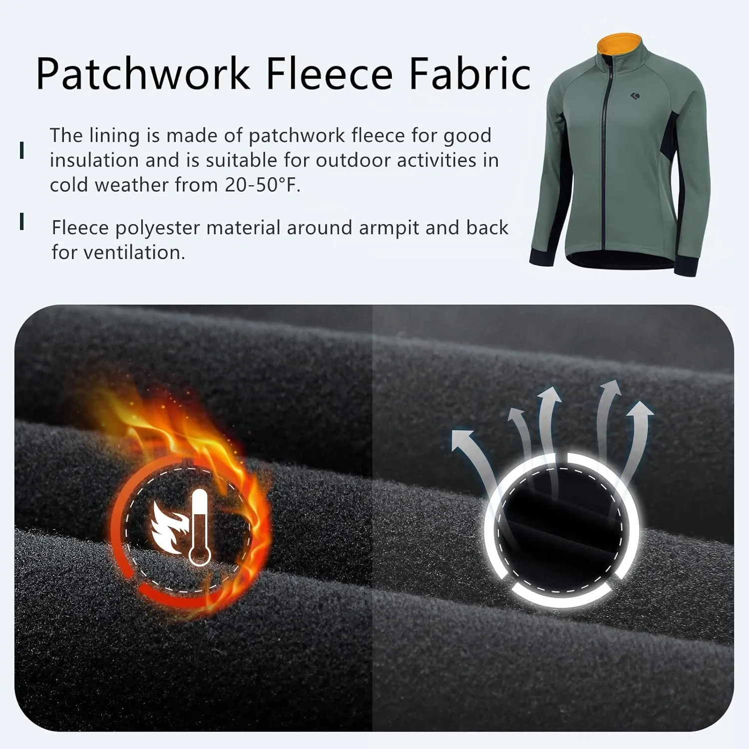 Men's Cycling Jackets Windbreaker Thermal Bicycle Bike Running Coat with Rear Pocket