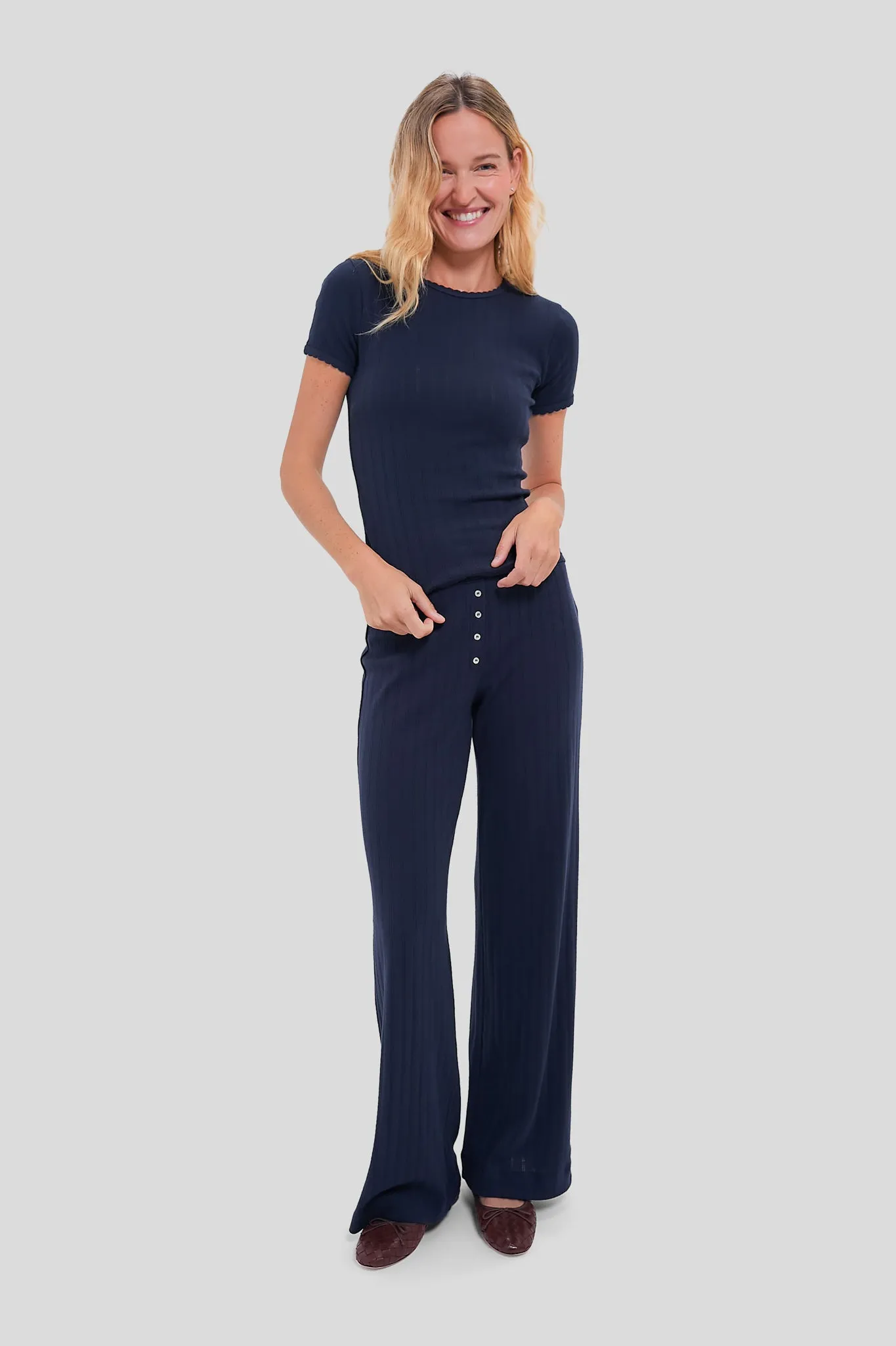 Midnight Pointelle Slim Fit Tee