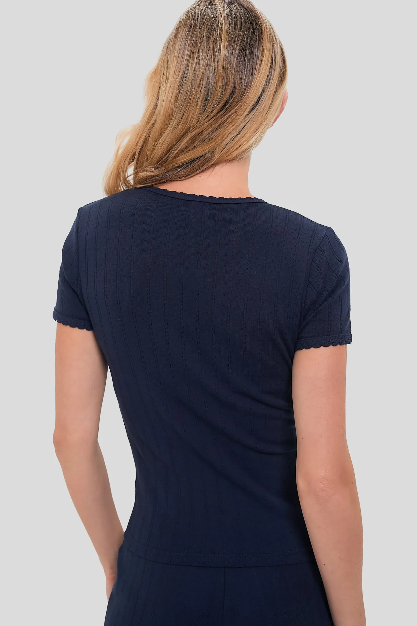 Midnight Pointelle Slim Fit Tee