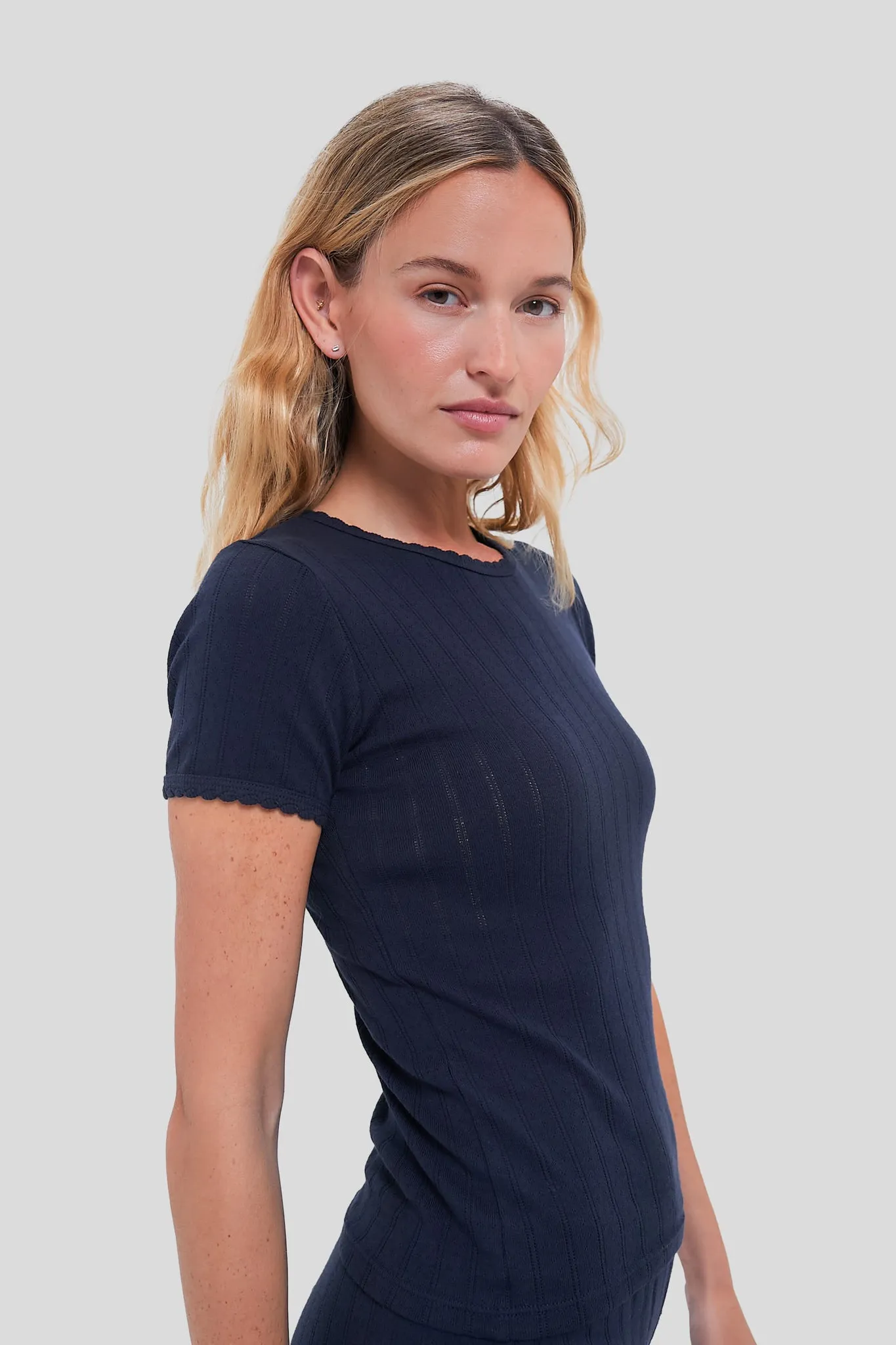 Midnight Pointelle Slim Fit Tee