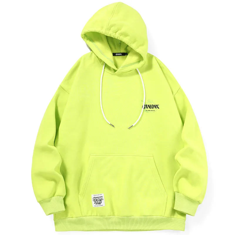 Minimalist Letter Print Kangaroo Pocket Pullover Hoodies