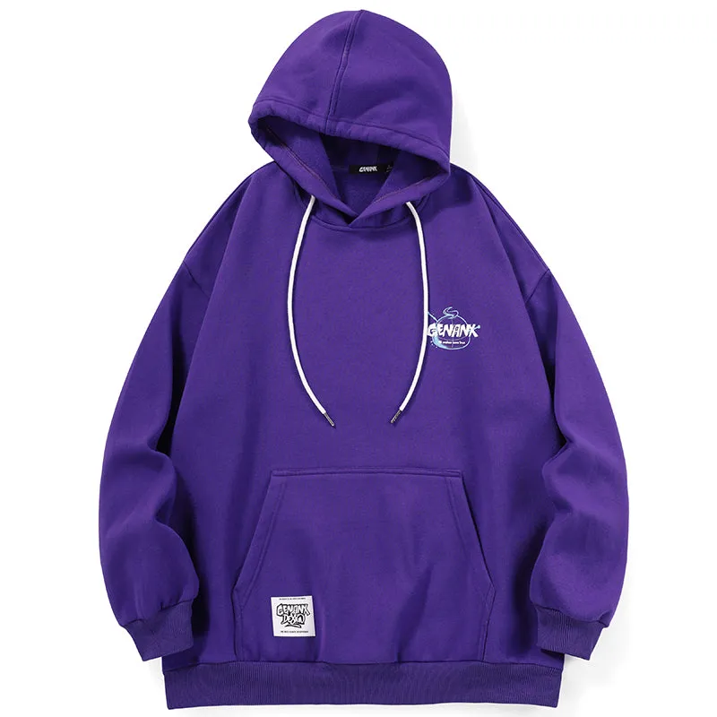 Minimalist Letter Print Kangaroo Pocket Pullover Hoodies
