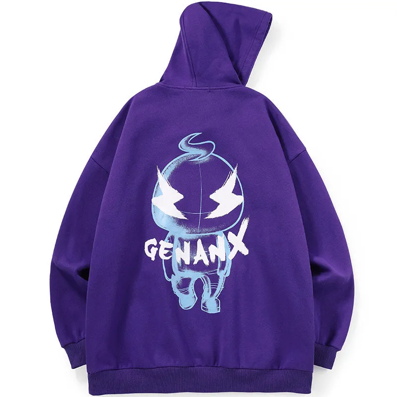 Minimalist Letter Print Kangaroo Pocket Pullover Hoodies