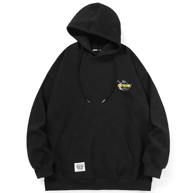 Minimalist Letter Print Kangaroo Pocket Pullover Hoodies