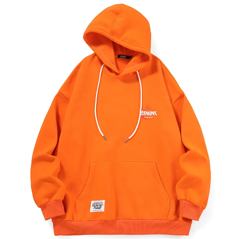 Minimalist Letter Print Kangaroo Pocket Pullover Hoodies