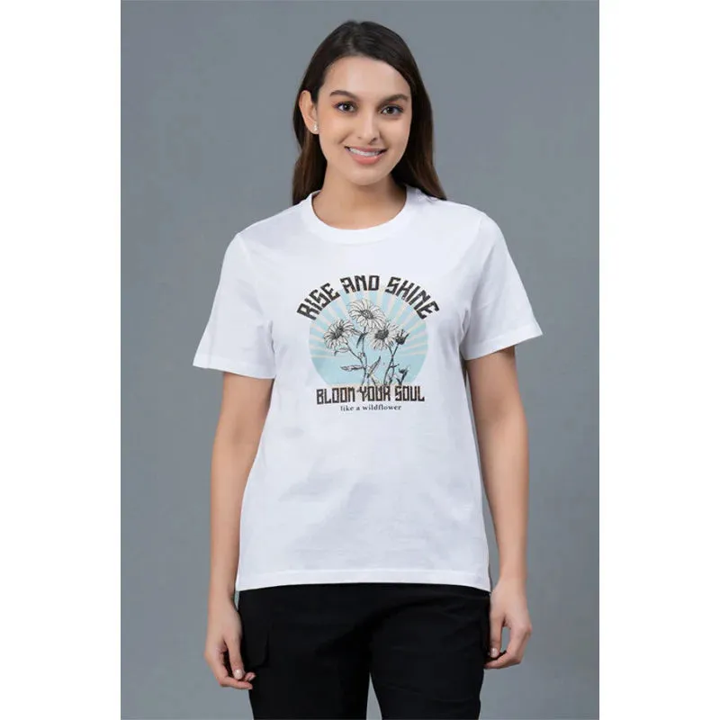 Mode by RedTape Casual Graphic Print Cotton T-Shirt | Casual Round Neck T-Shirt for Women