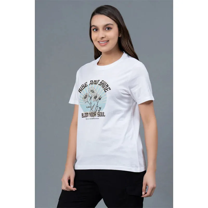 Mode by RedTape Casual Graphic Print Cotton T-Shirt | Casual Round Neck T-Shirt for Women