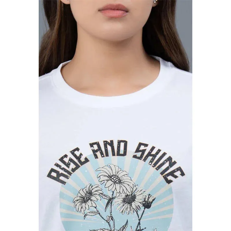 Mode by RedTape Casual Graphic Print Cotton T-Shirt | Casual Round Neck T-Shirt for Women