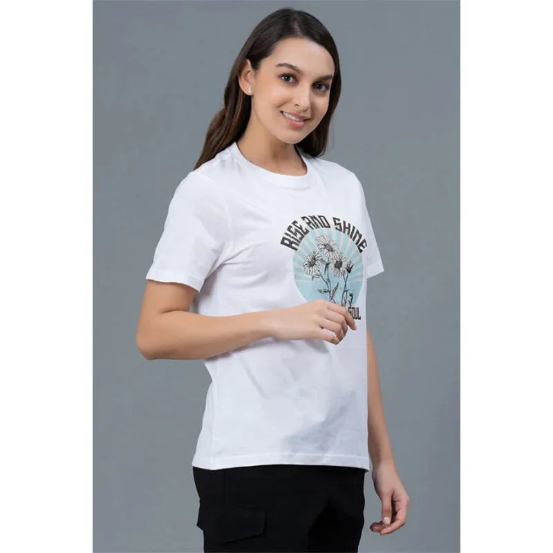 Mode by RedTape Casual Graphic Print Cotton T-Shirt | Casual Round Neck T-Shirt for Women