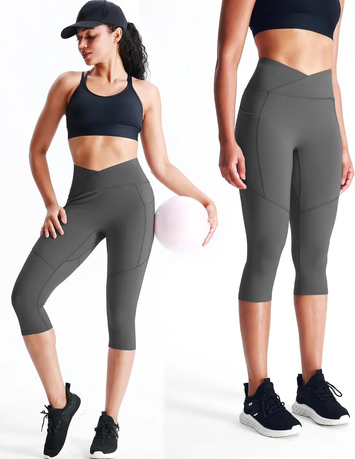 NELEUS Women's Yoga Running Capris Tummy Control High Waist Workout Pants