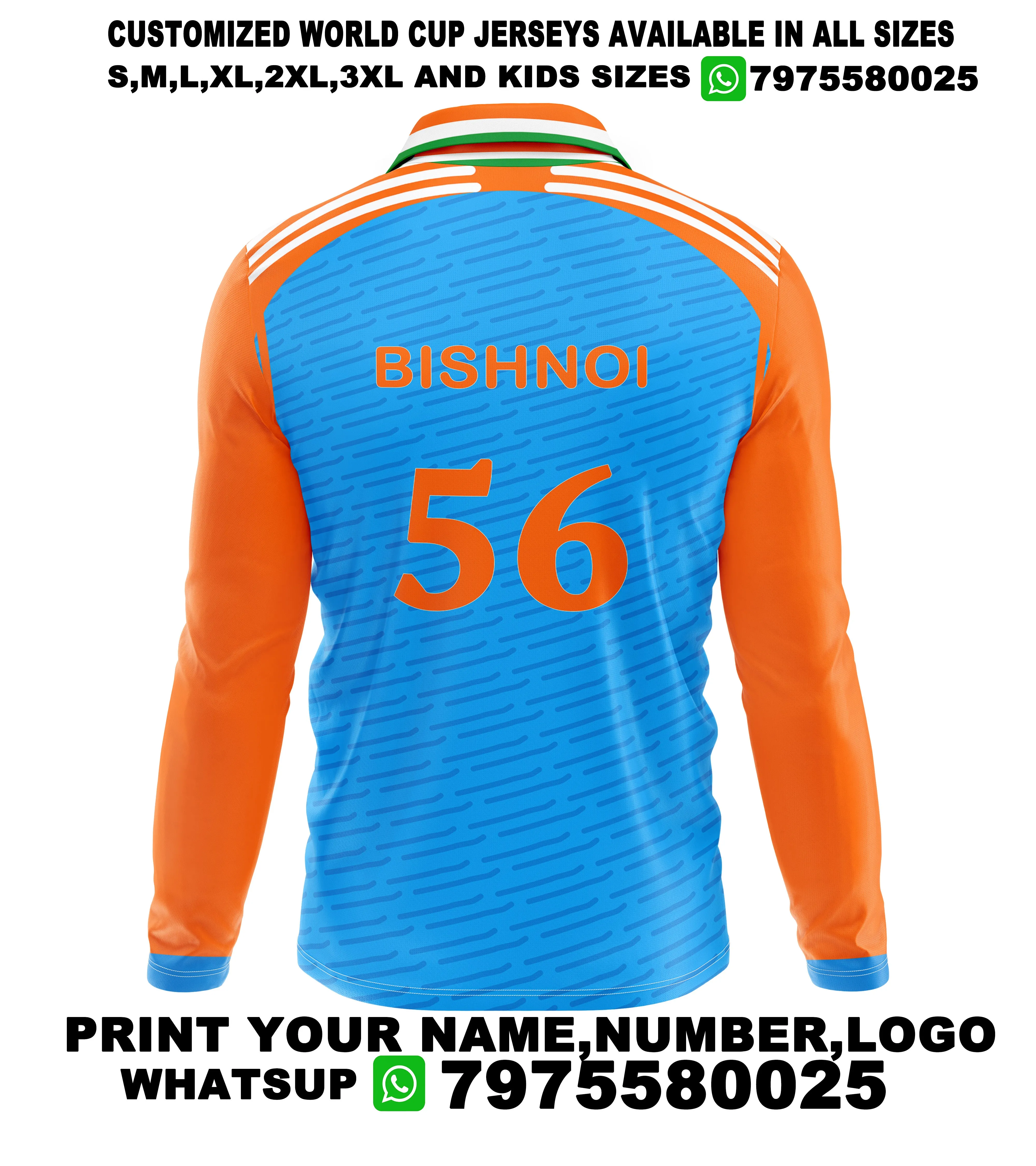 Nextprint Ravi Bishnoi Printed India Cricket 2024 World Cup Jersey Full Sleeve