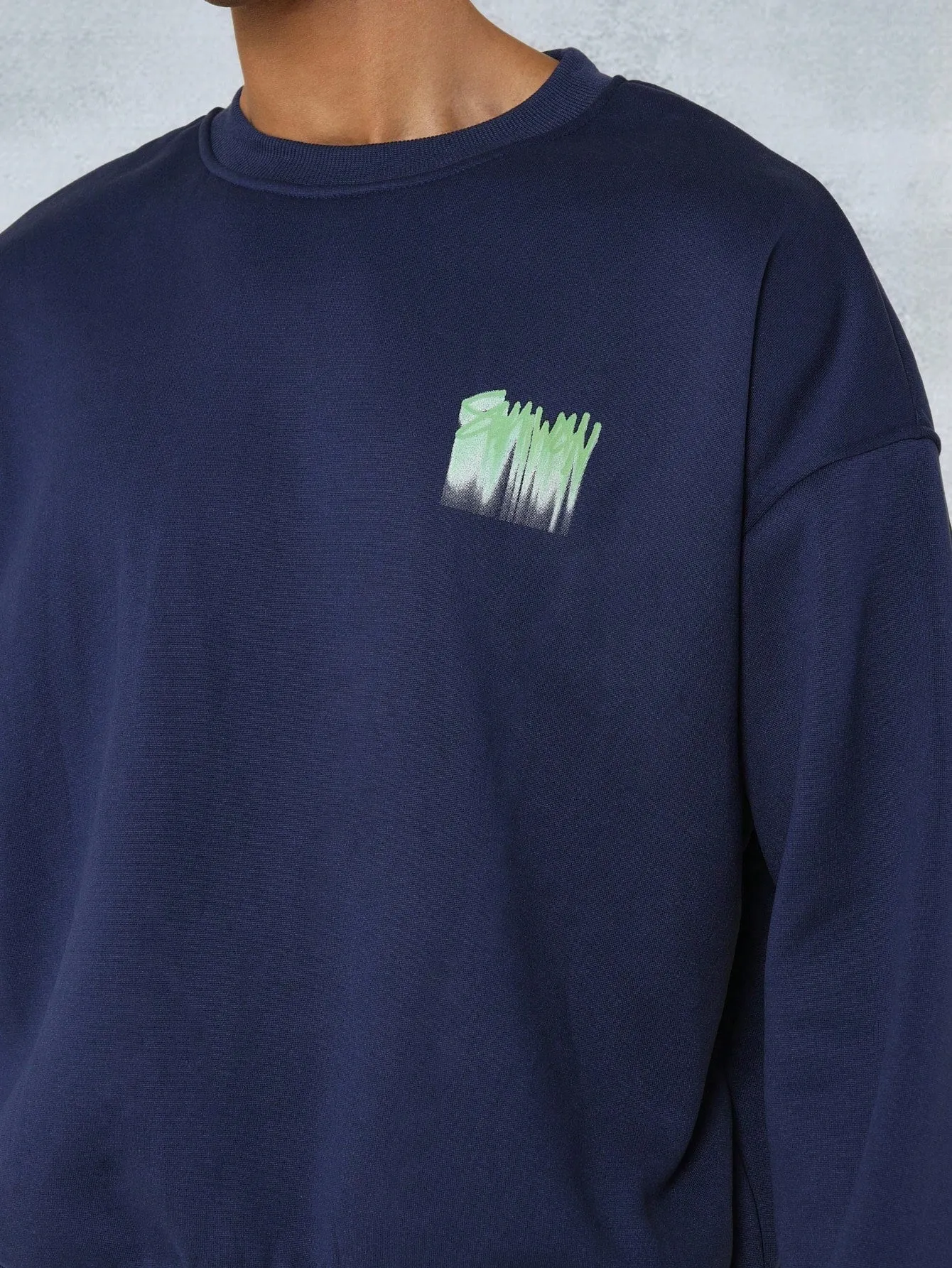 Oversized Fit Sweatshirt With Graffiti Graphic Print College Ready