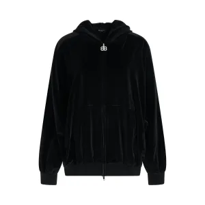 Oversized Zip-Up Hoodie in Black