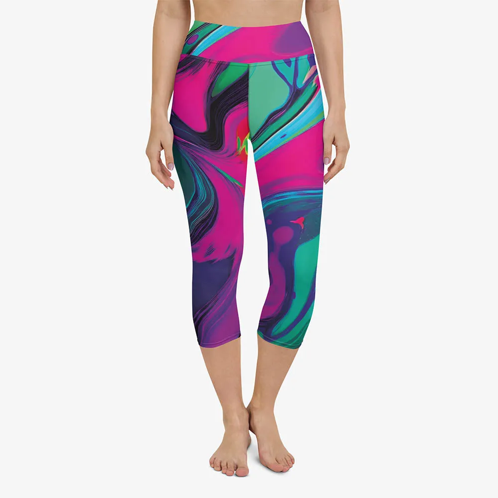 Printed Capris "Funky Lava" Green/Magenta