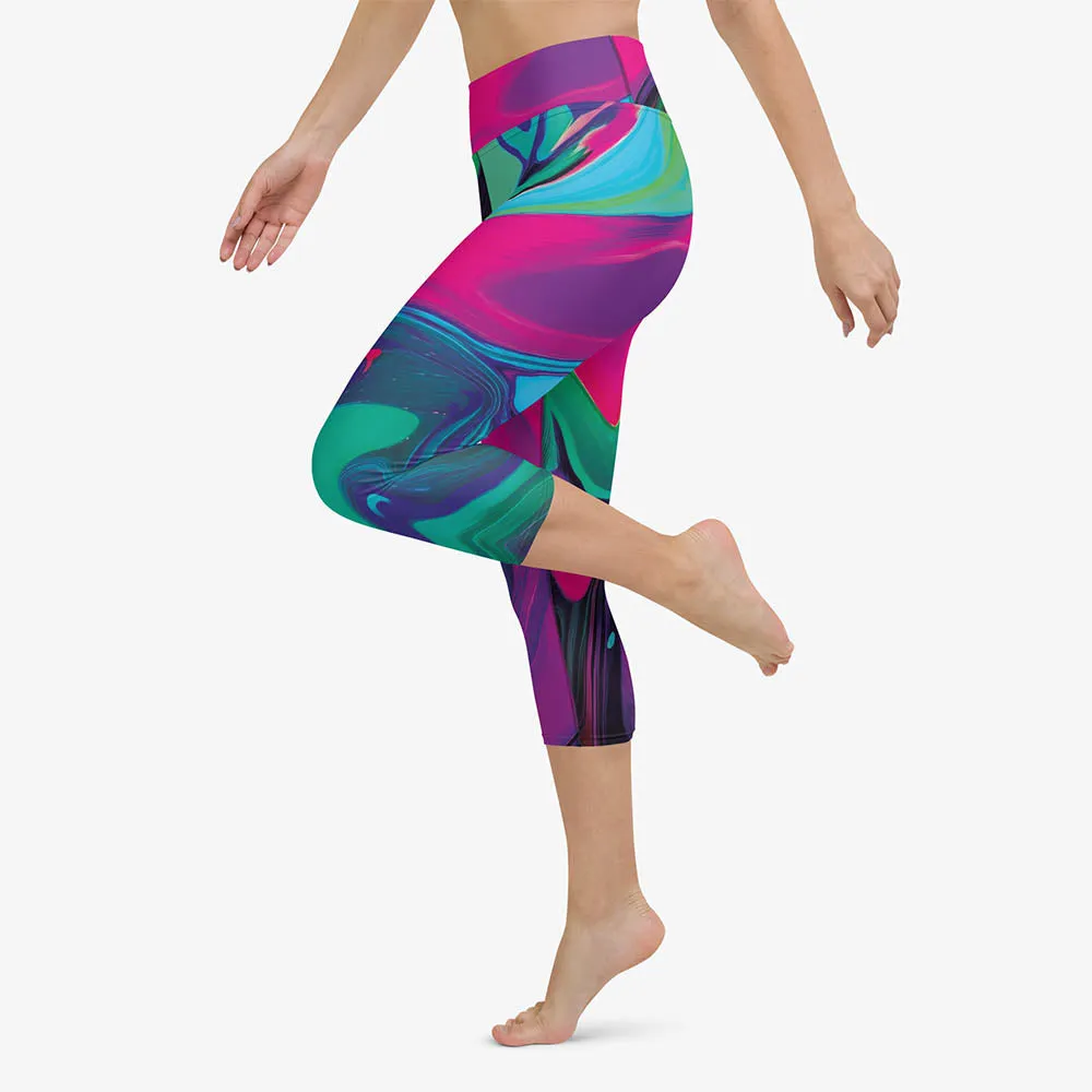 Printed Capris "Funky Lava" Green/Magenta