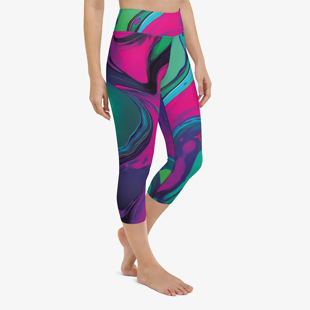 Printed Capris "Funky Lava" Green/Magenta