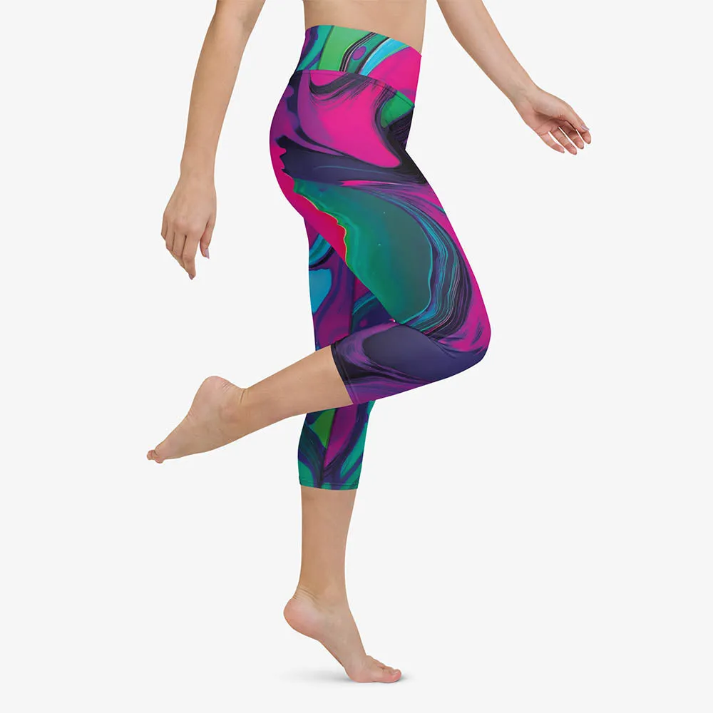 Printed Capris "Funky Lava" Green/Magenta