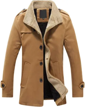 QWENTMTNTY Mens Winter Casual Fur Collar Suede Leather Jacket Wool Sherpa Jacket Regular Fit Thermal Western Coats Outerwear