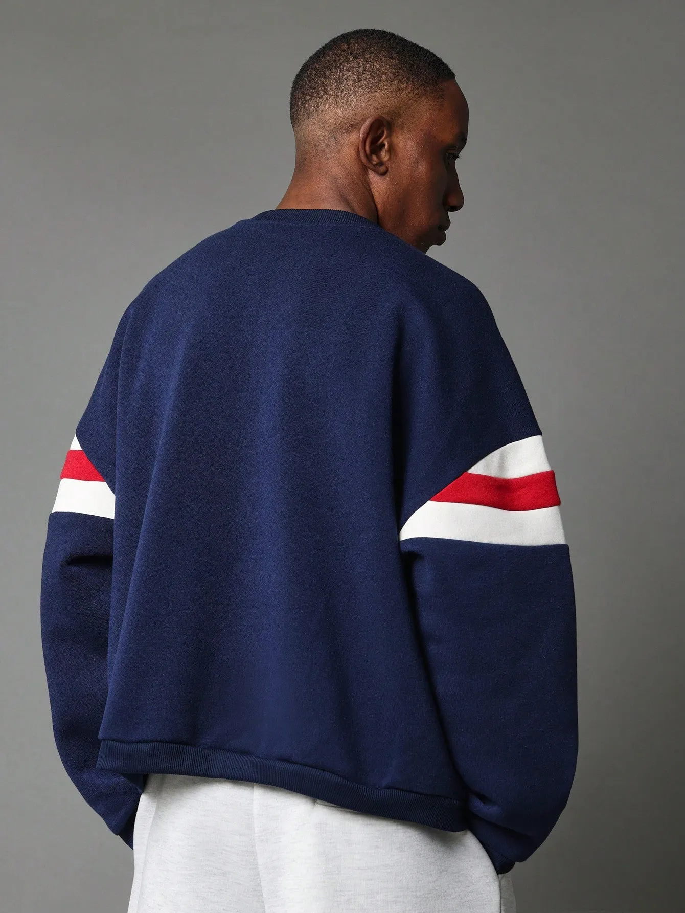 Regular Fit Colour Block Sweatshirt With Small Graphic Print