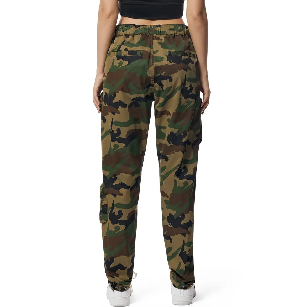 Relaxed Slouched 3D Pocket Utility Windbreaker Joggers - Wood Camo