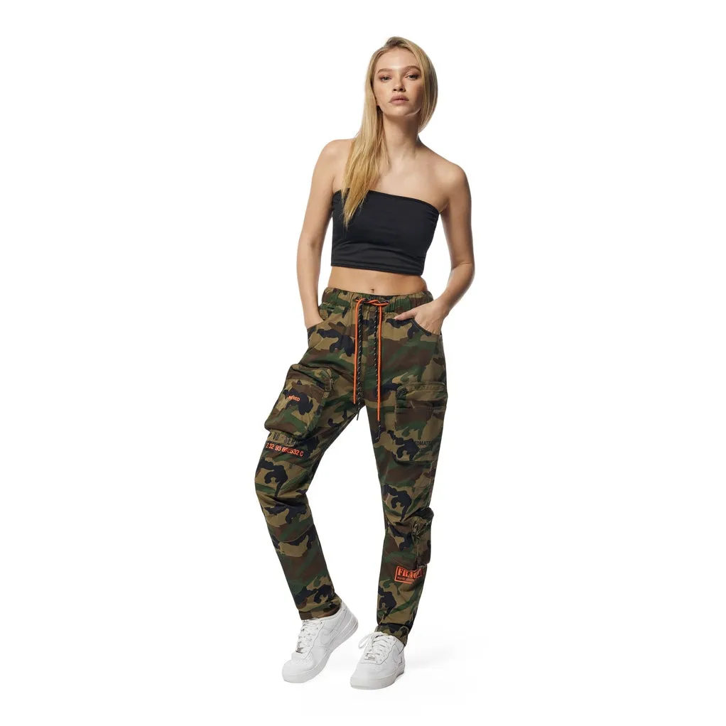 Relaxed Slouched 3D Pocket Utility Windbreaker Joggers - Wood Camo