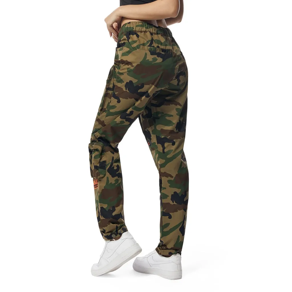 Relaxed Slouched 3D Pocket Utility Windbreaker Joggers - Wood Camo