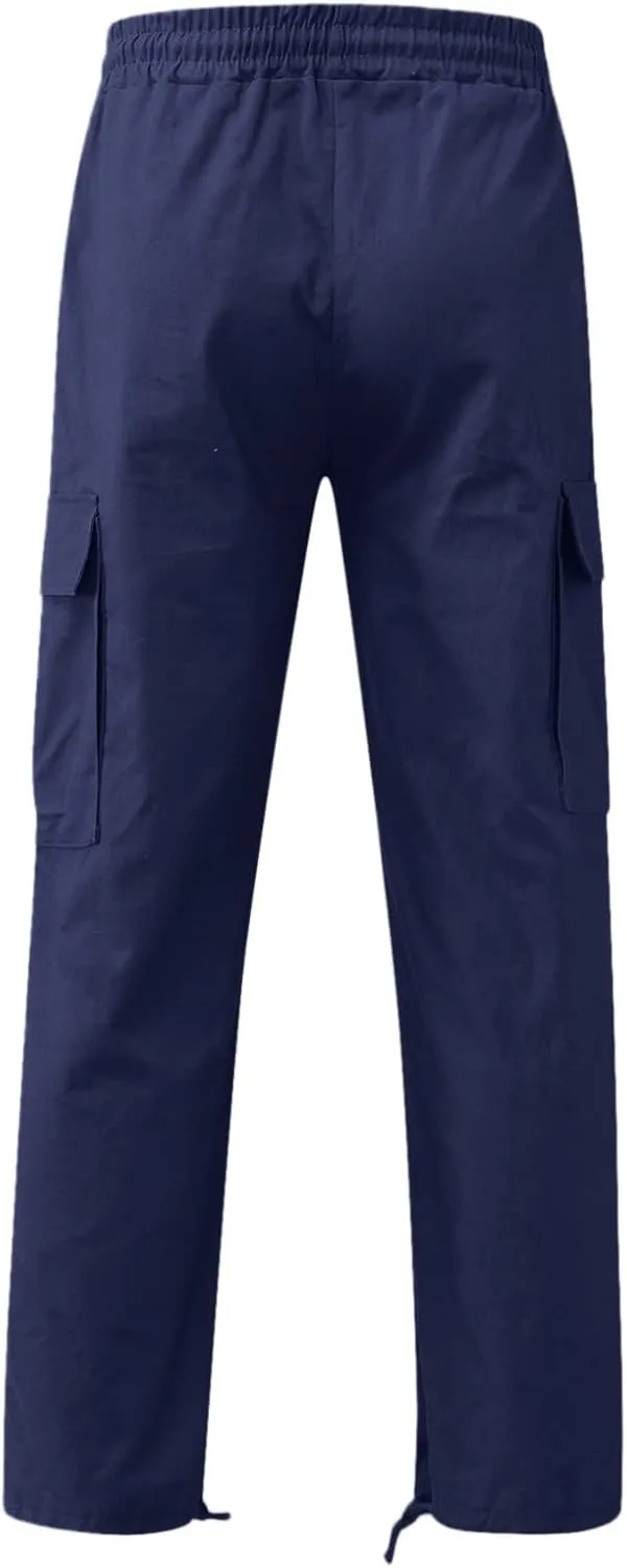 sdbrld Cargo Pants For Men Mens Relaxed Fit Beach Pants Streetwear Baggy Trousers Trendy Cargo Pants with Zipper Pockets