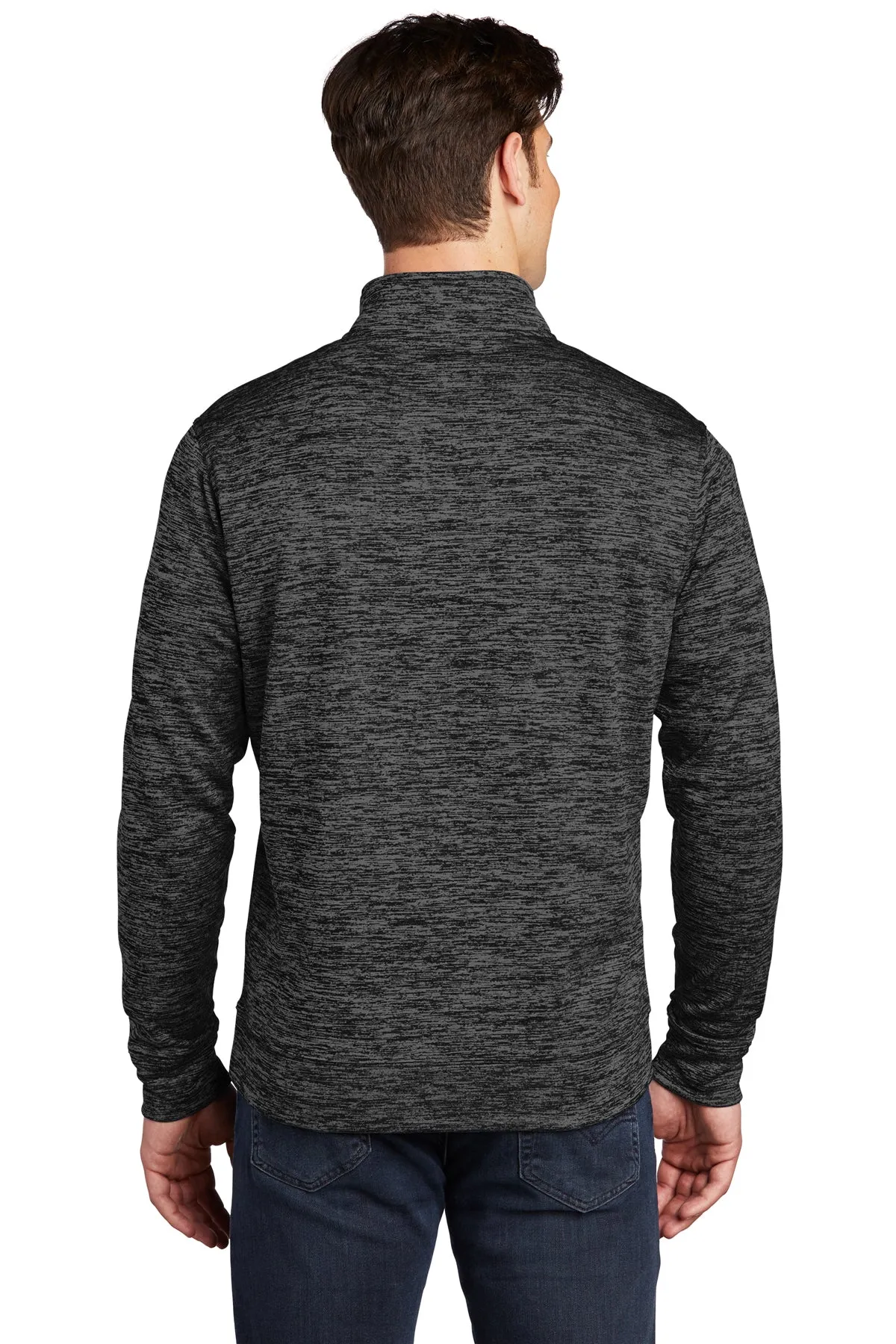 Sport-Tek PosiCharge Electric Heather Fleece Customized 1/4-Zip Pullovers, Grey- Black Electric