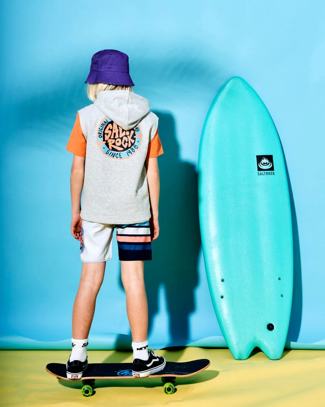 SR Original - Kids Sleeveless Pop Hoodie - Grey